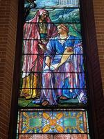 North Carolina, Asheville, The Cathedral of All Souls, Biltmore: Hunt Memorial Window:  The Building of the Temple