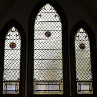 windows with clear diamond ripple glass and small decoration