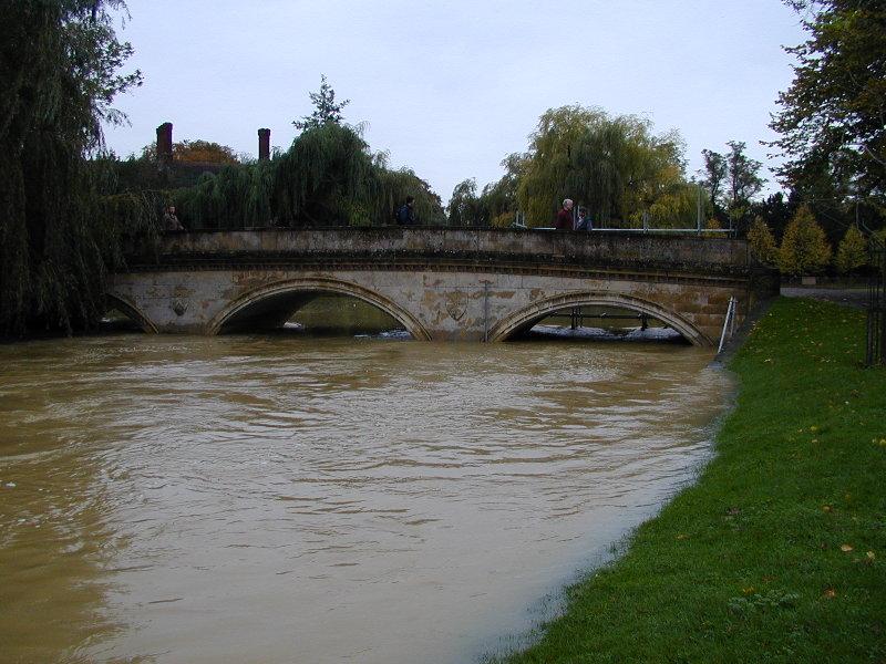 Trinity College Avenue bridge, water higher than normal, Cambridge, England
