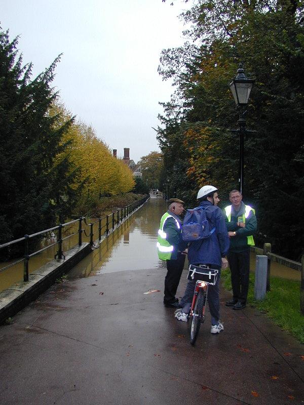 Garret Hostel Lane, blocked by water, Cambridge, England