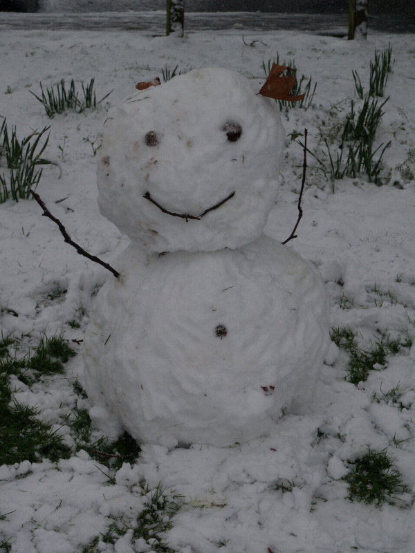 Snow man, Alexandra Gardens, Cambridge, England