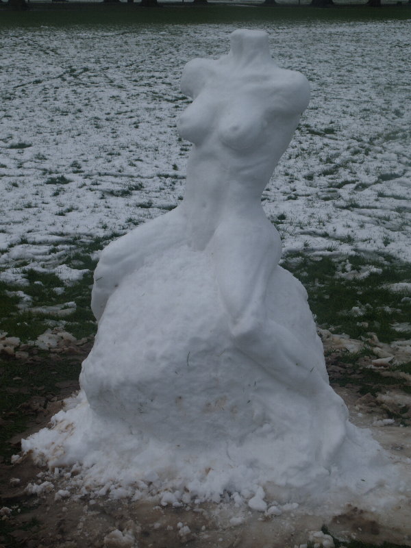 Snow torso, Jesus Green, Cambridge, England