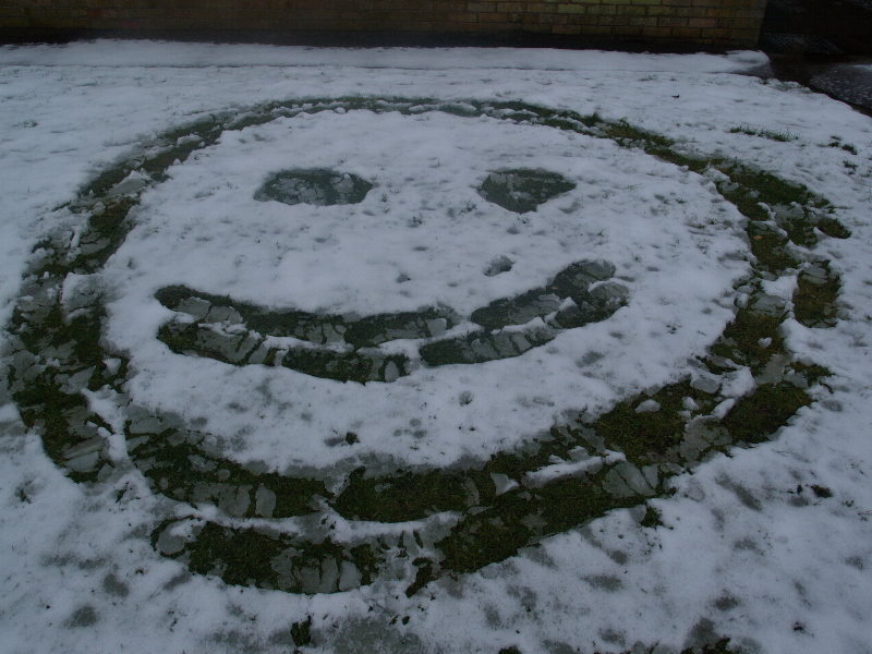 Snow smile, Perse Way, Cambridge, England