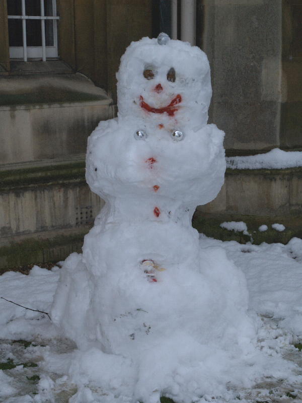 Snow man, Trinity College, Cambridge, England