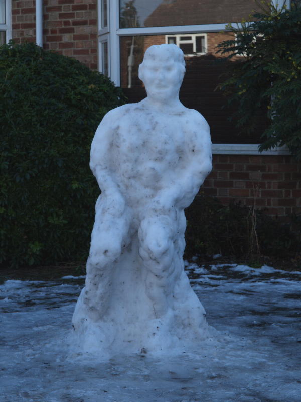 Snow man, Netherhall Way, Cambridge, England