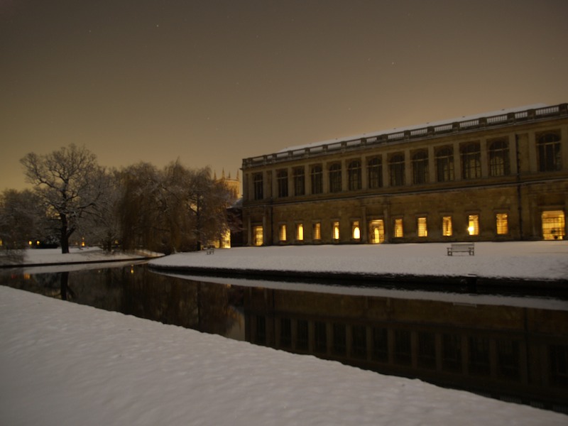 Wren Library at night, Trinity College, Cambridge, England