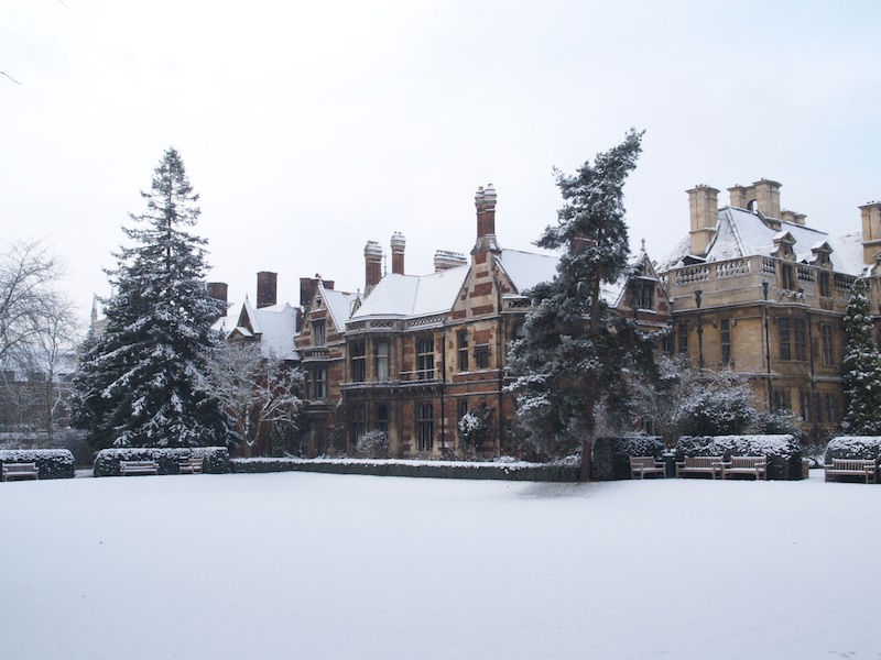 bowling green and old Master's Lodge, New Court, Pembroke College, Cambridge, England