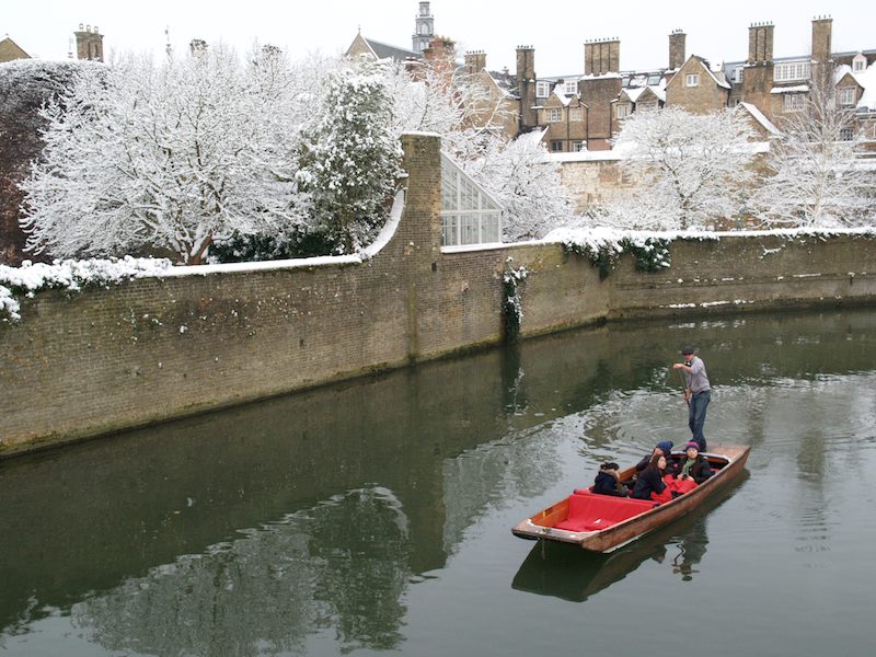 punting in the cold, Cambridge, England