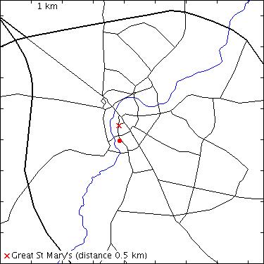 map for Trumpington Street: Little St Mary's Church