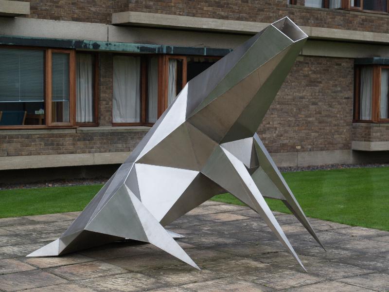 Cambridge, England: Churchill College: 'Beast Alerted (1990, sculptor Lynn Chadwick)