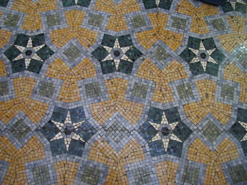 Cambridge, England: Sidney Street, Lloyds TSB Bank: tiled floor (1890-1893, architect Alfred Waterhouse)