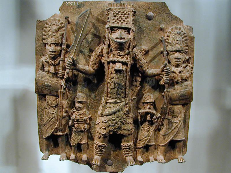 London, England: British Museum: brass cladding from Benin (probably 16th century)