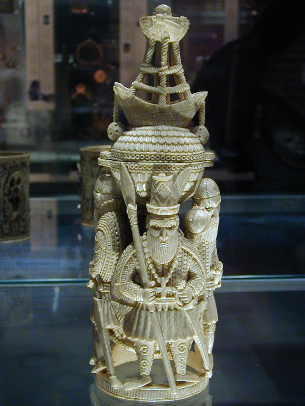 London, England: British Museum: ivory saltcellar from Benin or Nigeria (1400-1600)