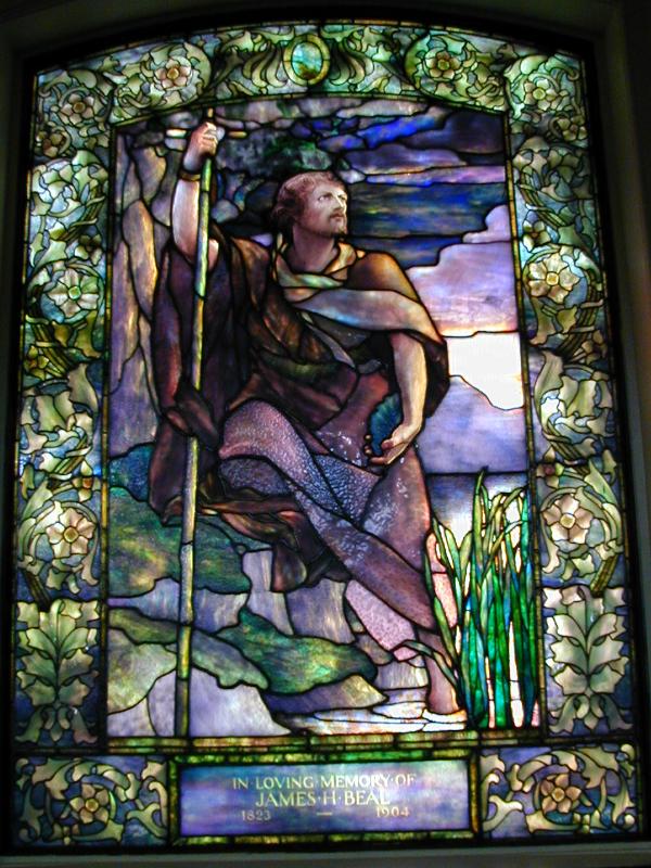 Boston, Massachusetts (MA): Arlington Street Church: John the Baptist (Tiffany stained glass memorial window, designed c1898)