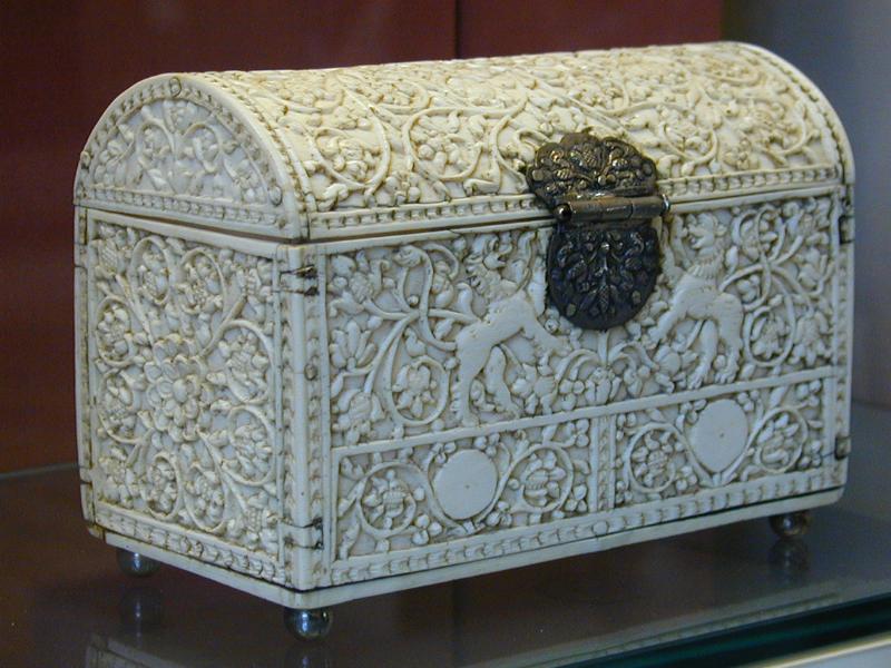 London, England: British Museum: ivory casket from Sri Lanka (about AD 1700)