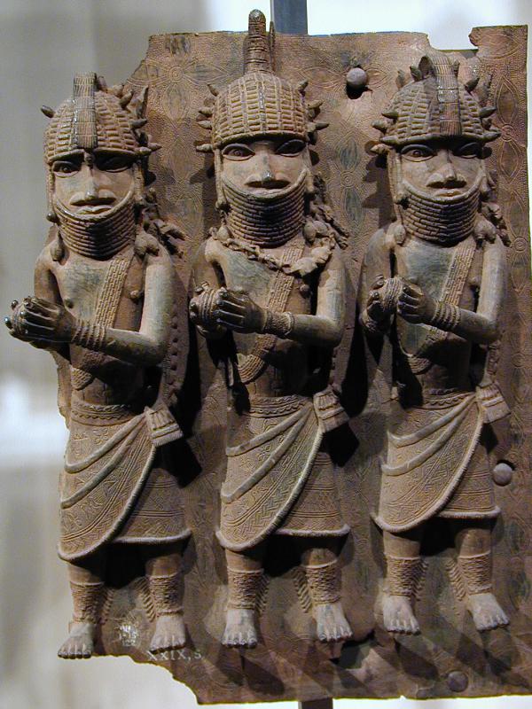 London, England: British Museum: brass cladding from Benin (probably 16th century)