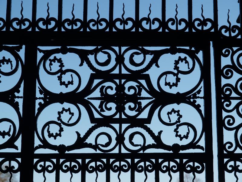 Cambridge, England: Trinity College: Wren Library gate ironwork