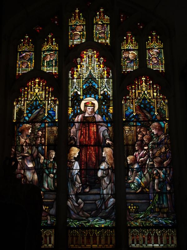 Kimbolton, England: St Andrew's Church: Tiffany window (made 1901, installed 1902, designer Frederick Wilson)