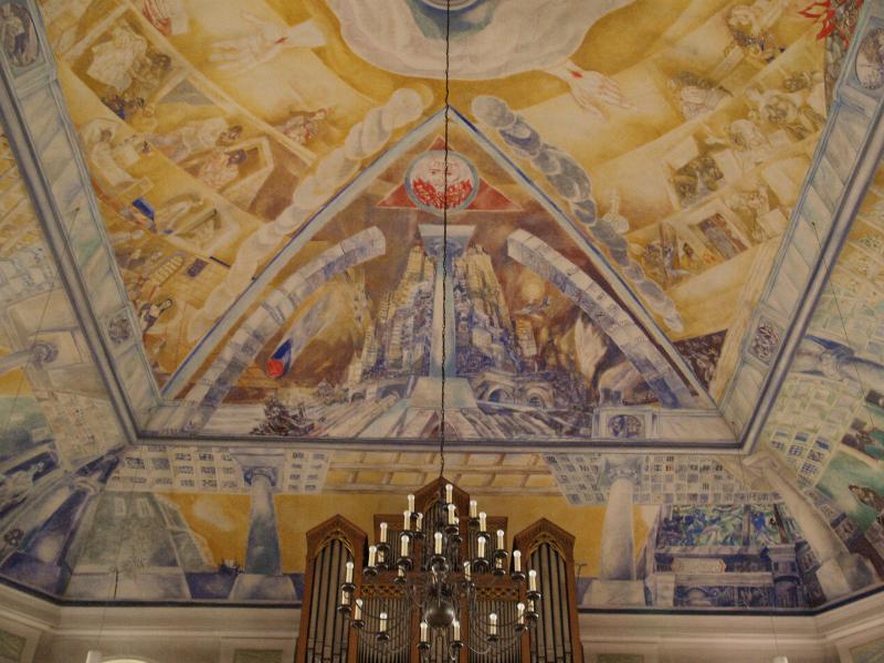 Ettlingen, Germany: St Martinskirche: ceiling (1988, Emil Wachter)
