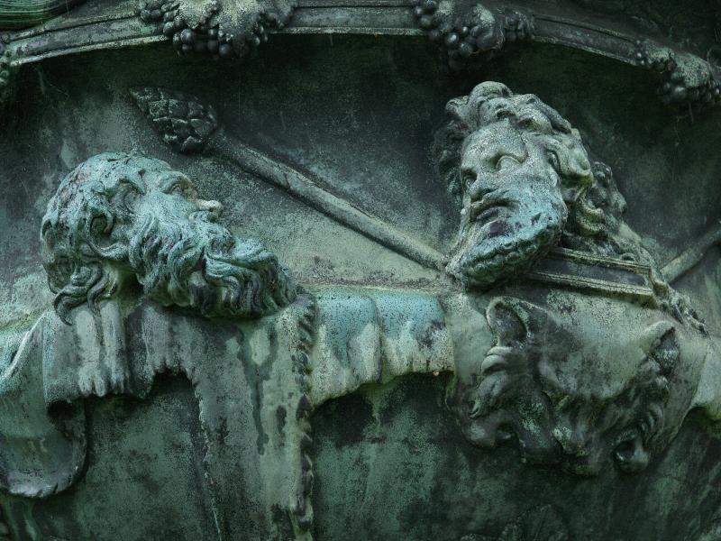 Cambridge, England: Senate House: Warwick Vase detail (copy of marble Roman original)