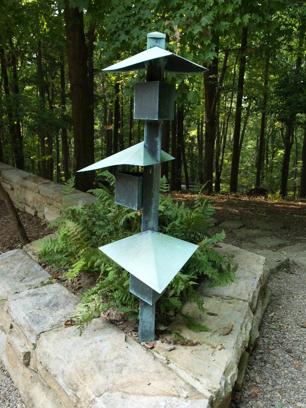 Chalk Hill, Pennsylvania (PA): Kentuck Knob (I.N. and Bernardine Hagan House): driveway lamp (1950s, architect Frank Lloyd Wright)
