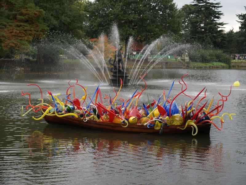 London, England: Kew Gardens: 'Thames Skiff' (glass artist Dale Chihuly)