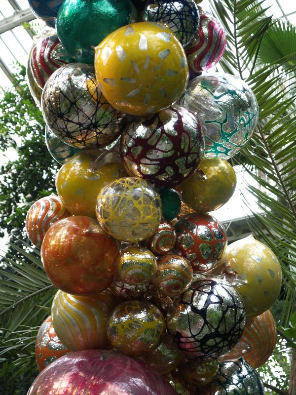 London, England: Kew Gardens: 'Christmas baubles' (glass artist Dale Chihuly)