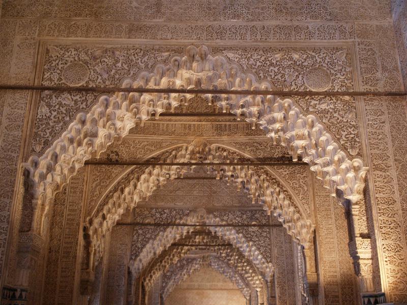 Granada, Spain: Alhambra: Sala de los Reyes (Hall of the Kings), wall decoration and Mocarabe arches