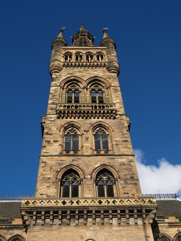 Glasgow, Scotland: Glasgow University, Gilbert Scott Building: tower (1870, George Gilbert Scott)
