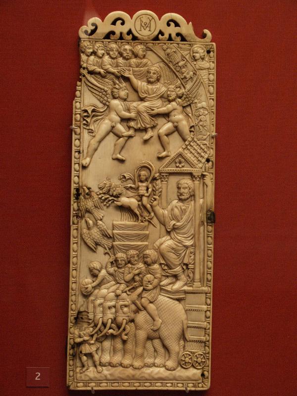 London, England: British Museum: diptych leaf with an apotheosis (Rome about AD 400)