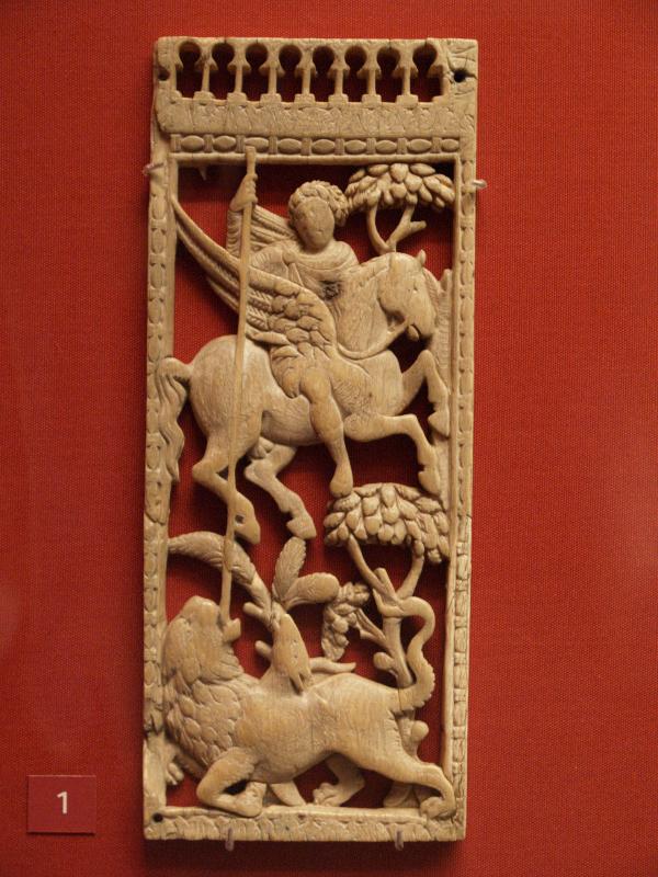 London, England: British Museum: panel with Bellerophon (possibly Constantinople, 5th century AD)