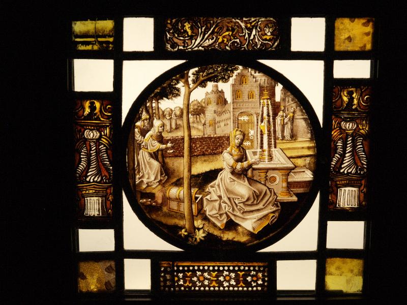 London, England: Victoria and Albert Museum: Susanna and the Elders (about 1520-1540, Antwerp, possibly by glass designer known as the Pseudo-Ortkens)