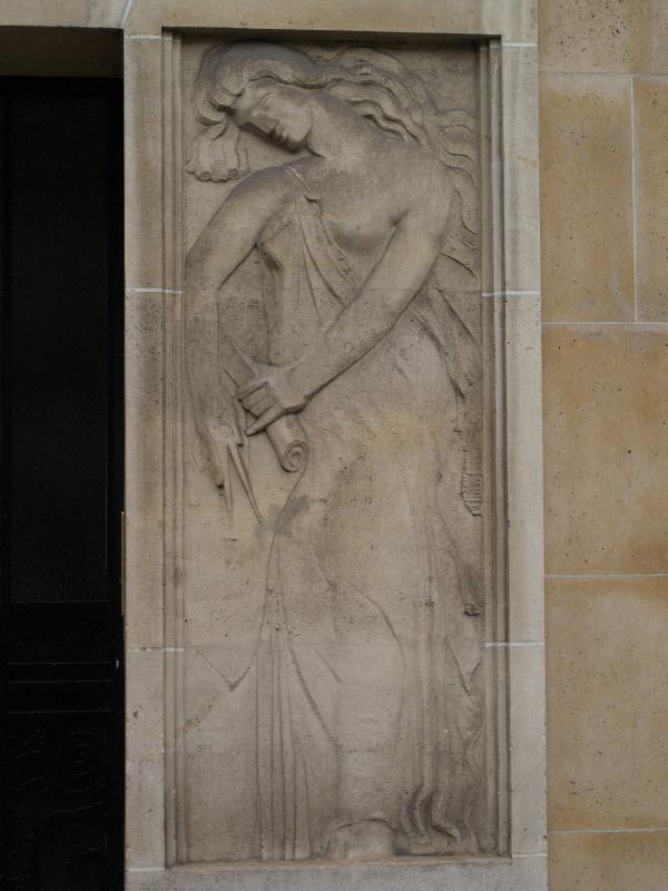 Paris, France: 65 Boulevard Garibaldi: deco woman (1929, architect Jean Boucher and Pierre Soulard, sculptor F.P. Joyeux)