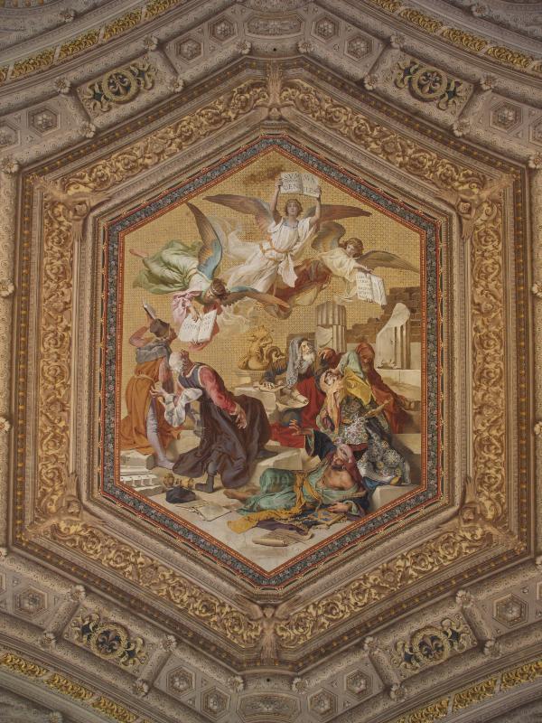 Vatican City: Vatican Museum: ceiling painting (Galleria degli Candelabri, Candelabra Gallery)