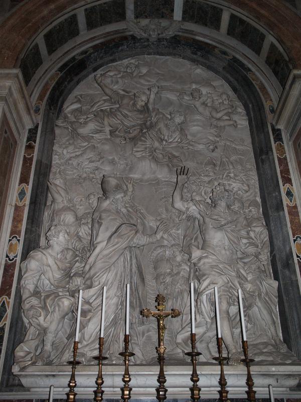 Vatican City: Basilica di San Pietro (St Peter's Basilica): Altar of St Leo the Great (Chapel of the Column) (Meeting of St Leo the Great with Attila) (1653, Alessandro Algardi)
