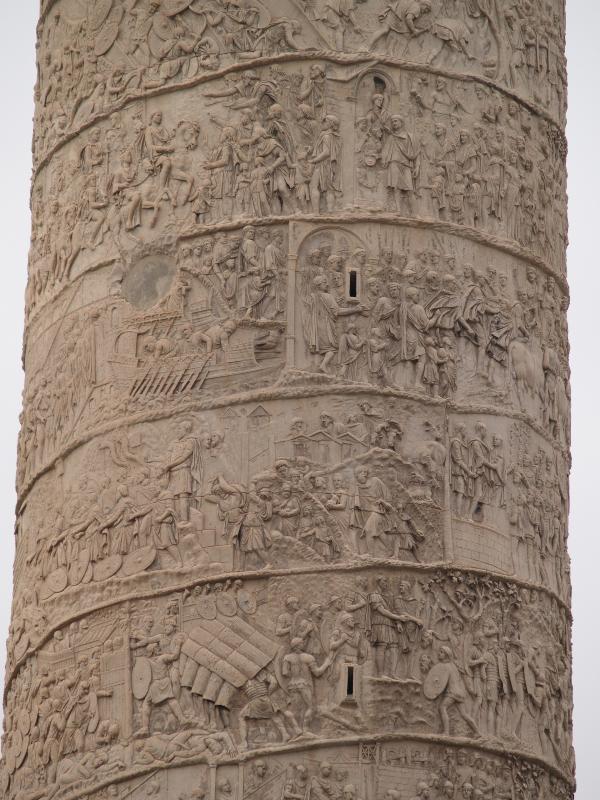 Rome, Italy: Colonna Traiana (Trajan's Column): east side detail (erected in 113 AD, designed by Apollodorus of Damascus)