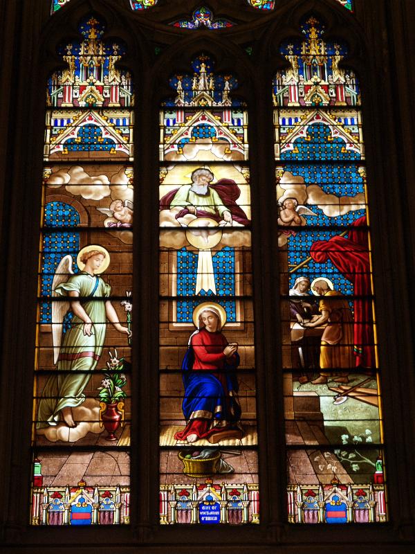 New York City, NY: St Patrick's Cathedral (Fifth Avenue): Window of the Annunciation (made in Chartres, France)