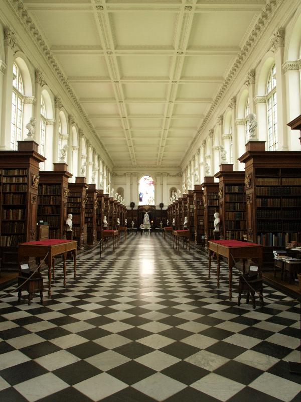 Cambridge, England: Trinity College: Wren Library interior