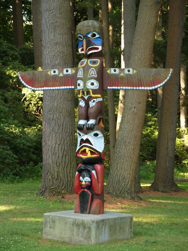 Florence, Massachusetts (MA): Look Park: totem pole (1920s, from Nome, Alaska; given to Look Park by Cordes family around 1942)