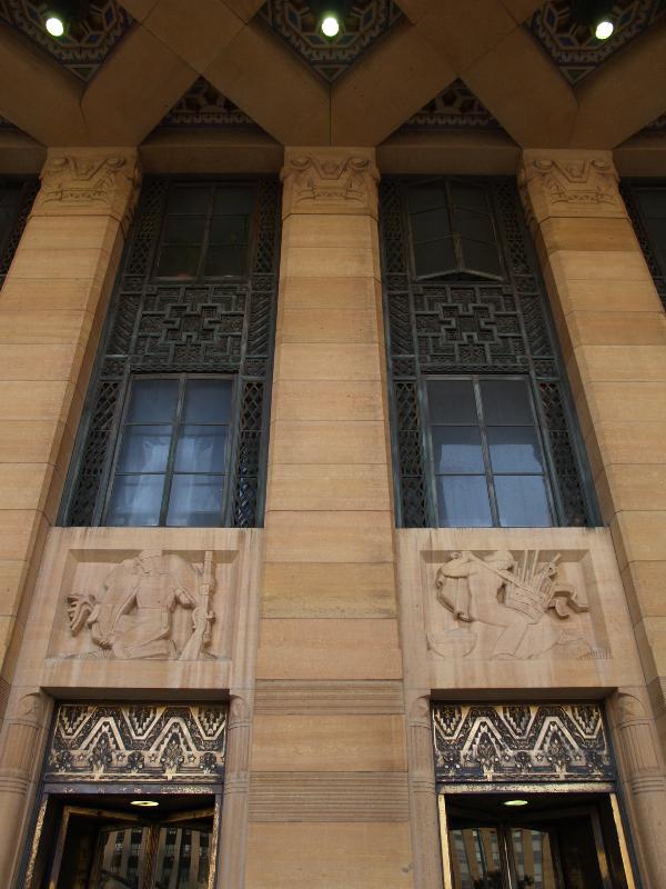 Buffalo, New York (NY): City Hall, Niagara Square: entrance facade (1929-1931, George J. Dietel, John J. Wade and Sullivan W. Jones)