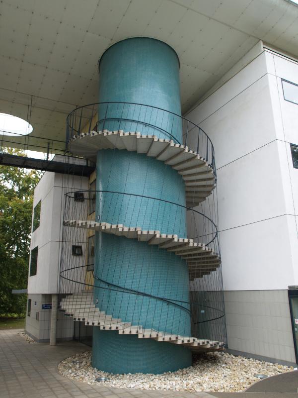 Norwich, England: Univesity of East Anglia: Constable Terrace, spiral staircase (1993, Rick Mather Architects)