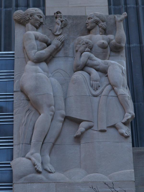 New York City, NY: 49 West 49th Street (30 Rockefeller Plaza, Rockefeller Center): 'Transmission' (c1934, Leo Friedlander)
