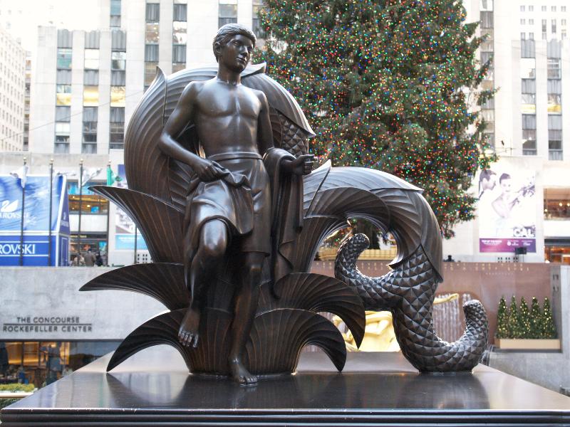New York City, NY: Rockefeller Plaza (Rockefeller Center): 'Youth' (part of 'Mankind') (1934, Paul Manship)