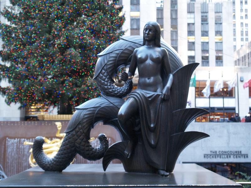 New York City, NY: Rockefeller Plaza (Rockefeller Center): 'Maiden' (part of 'Mankind') (1934, Paul Manship)