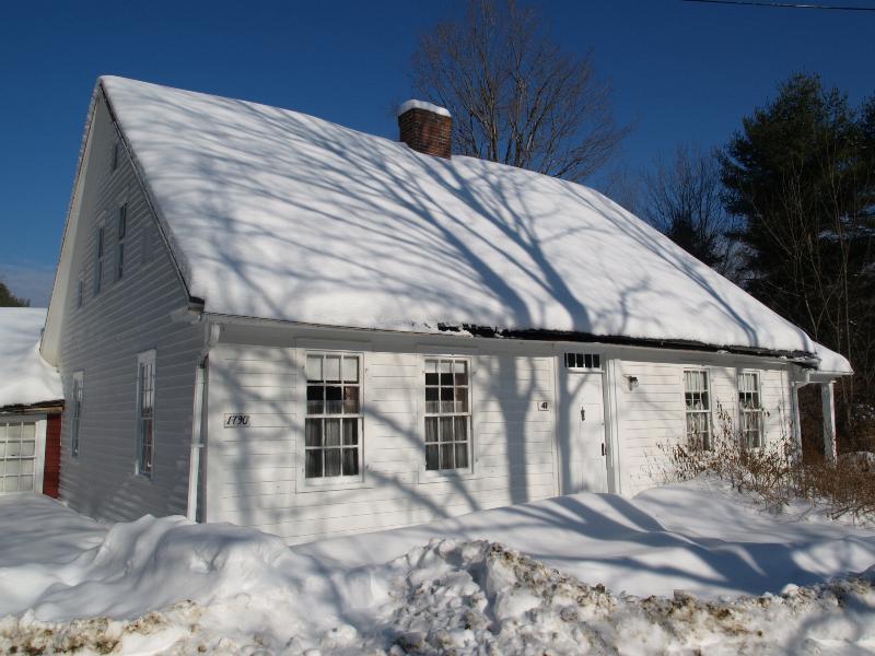 Plainfield, Massachusetts (MA): Lincoln Hill (Lincoln Street): white house, winter (built 1790s, possibly home of the Mountain Miller, Joseph Beals)