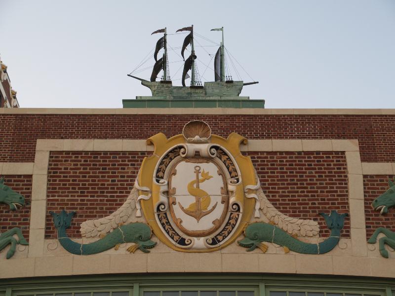 Asbury Park, New Jersey (NJ): Convention Hall: decoration over south entrance (1923, architect Warren and Wetmore)