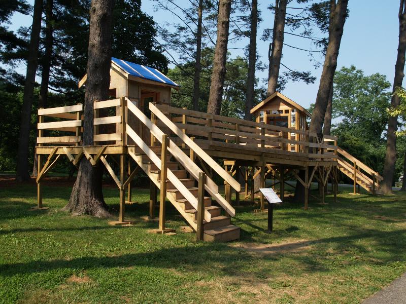 Media, Pennsylvania (PA): Tyler Aboretum: 'Williamson Serves' (2008, designer and builder The Williamson Free School of Mechanical Trades Senior Carpentry Students) (part of 'Totally Terrific Treehouses')