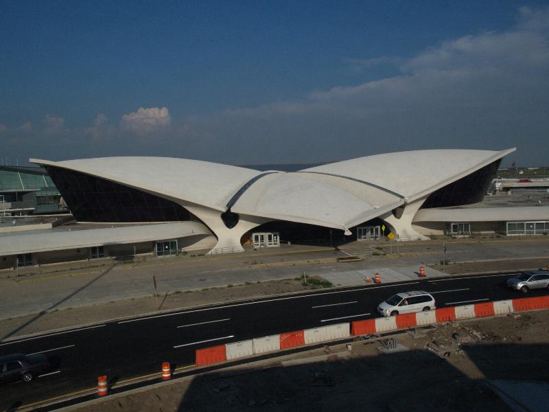 New York City, NY: JFK Airport: former TWA Terminal building, view from above (1956-1962, architect Eero Saarinen)