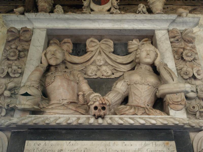 Kedlington, England: St Peter and St Paul Church: Nathaniel and Jane Barnardiston memorial (he died 1653, she 1669)