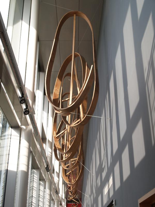 Cambridge, England: Physics of Medicine: double helix sculpture (2008, Charlie Whinney Associates, with Ramboll Whitby Bird)